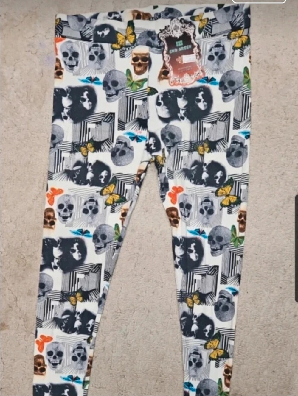 Skull Print Leggings Size Medium Runs Small Made in Turkey Goth Halloween